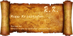 Rupp Krisztofer névjegykártya